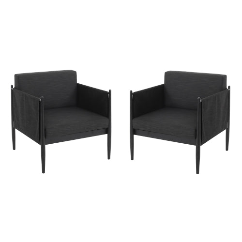 DAWSON OUTDOOR PATIO 2PCS BLACK ALUMINUM CLUB CHAIR