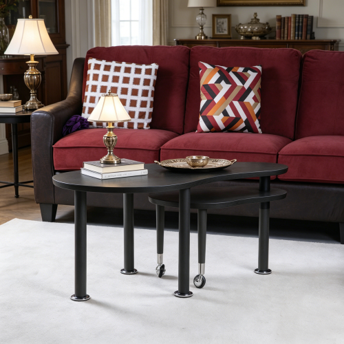 360° Rotatable Coffee Table, Oak Veneer, Multi-Color