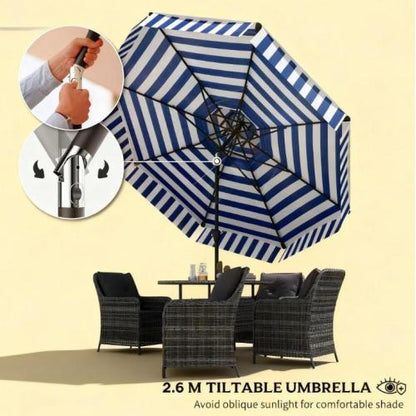 2-Tier Vented Patio Table Umbrella,Outdoor Market Umbrella,Patio Umbrella with Crank 8 Ribs,Tiltable Porch Umbrella,for Outdoor