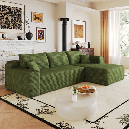 103 inch  Green L-Shape Cloud Deep-Seat Corner Sectional Sofa, No Assembly