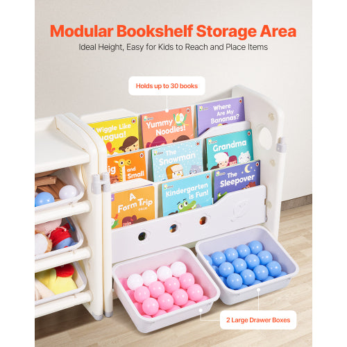 Kids Toy Storage Organizer with Bookshelf and 10 Storage Bins