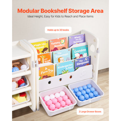 Kids Toy Storage Organizer with Bookshelf and 10 Storage Bins