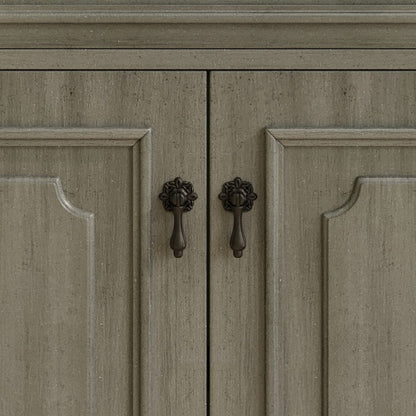 31" Vintage Bathroom Vanity with Sink, Rustic Bathroom Cabinet with Soft Close Doors and Adjustable Shelf, Curved Profile Design, Rubber Wood Legs, Gray