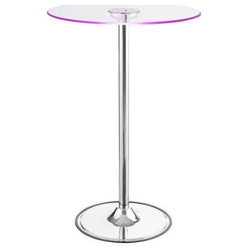 Chrome Glass Top LED Bistro Bar Table
