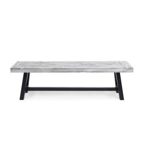 Outdoor Carlisle Benches, Sandblasted Light Gray + Black(Set of 2)