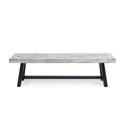 Outdoor Carlisle Benches, Sandblasted Light Gray + Black(Set of 2)