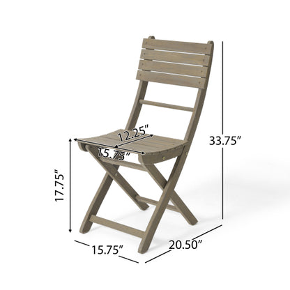 Outdoor Acacia Wood Folding Dining Chair (Set of 2),Grey