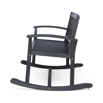 Patio Rocking Loveseat, 2 Person Outdoor rocker Bench, Acacia Wood Patio rocking Loveseat with Armrests, Slatted Seat & Backrest, Porch Rocking Bench for Backyard, Garden