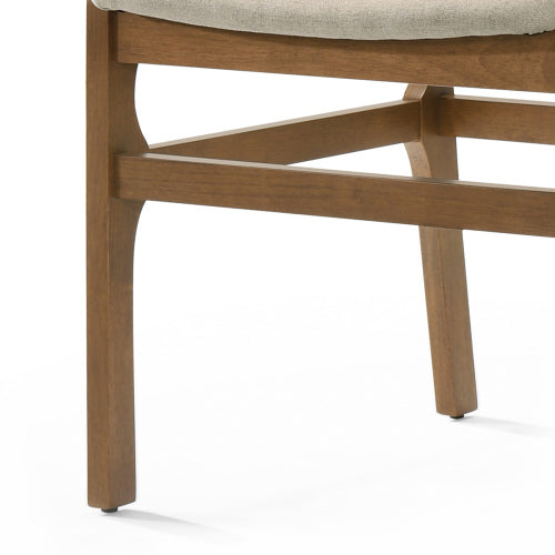 Set of 2 Contemporary Rubberwood Upholstered Dining Chairs, Wheat Neutral Minimalist Side Chairs