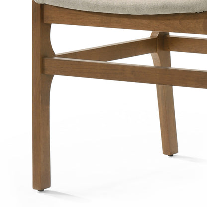 Set of 2 Contemporary Rubberwood Upholstered Dining Chairs, Wheat Neutral Minimalist Side Chairs