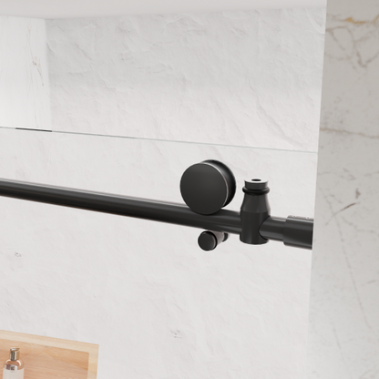 6-60"W x 76"H Frameless Shower Door, Sliding Shower Door, with Premium 5/16"(8mm)Thick Tempered Glass Shower Enclosure ,Chrome Matte Black With Buffer