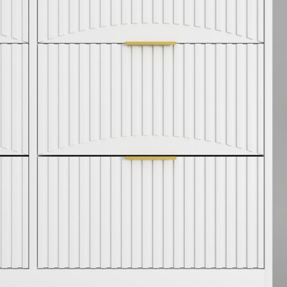 White 9 Drawer Dresser, 63" Large Deep Chest of Drawers, Wooden Dresser Storage Cabinet with 9 Drawers for Bedroom, Long Dressers for Living Room, Hallway, Drawer panel with wavy patterns