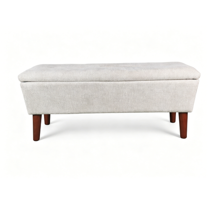 42 inch Linen Ottoman Bench with Solid Wood Legs, Modern Footrest Stool