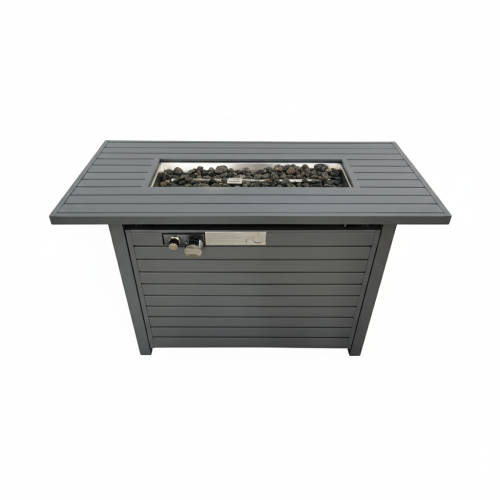 11  H x 42 L Steel Propane Outdoor Fire Pit Table with Lid