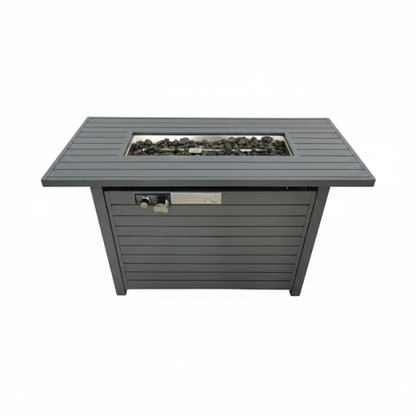 11  H x 42 L Steel Propane Outdoor Fire Pit Table with Lid