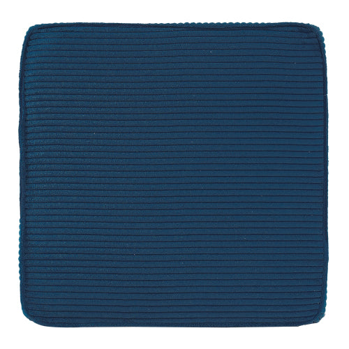 Blue Upholstered Square Ottoman with Corduroy Fabric Design