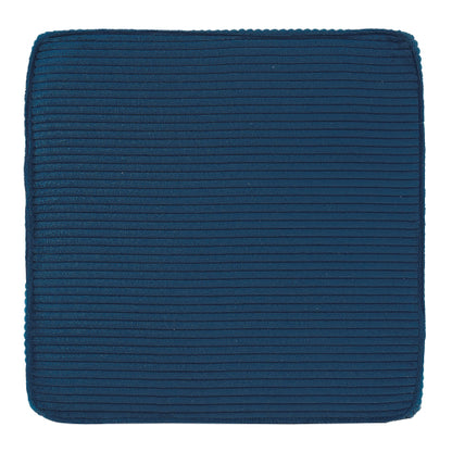Blue Upholstered Square Ottoman with Corduroy Fabric Design