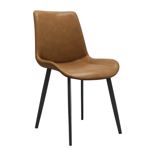 4-Pack Brown PU Dining Chairs, Metal Legs