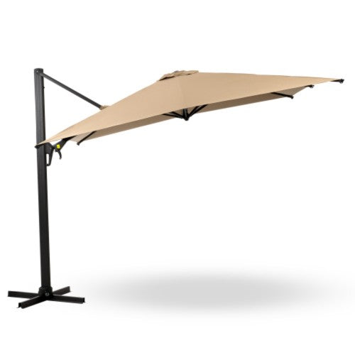 10 Ft Khaki Square Large Cantilever Patio Umbrella with 360° Rotation & Tit Adjustment and Heavy Duty Offset Polyester Canopy Deck Umbrella without base.