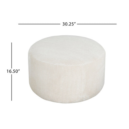 30.5 inch Beige Corduroy Round Modular Ottoman, Wood Frame Spring Coil Padded Multifunctional Footrest