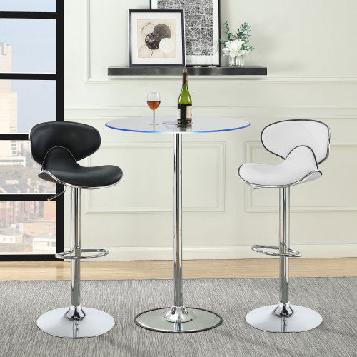 Chrome Glass Top LED Bistro Bar Table