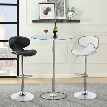 Chrome Glass Top LED Bistro Bar Table