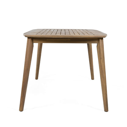 Acacia Wood Dining Table 8-Person Outdoor Table, Farmhouse Furniture for Patio, Garden, Backyard, Light Brown 180 LBS Weight Capacity 70.75"L