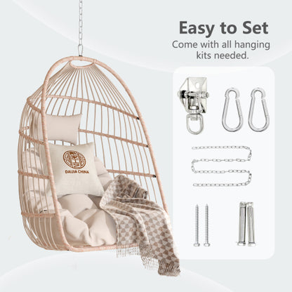 Outdoor garden rattan egg swing chair hanging chair PE hanging chair WHITE