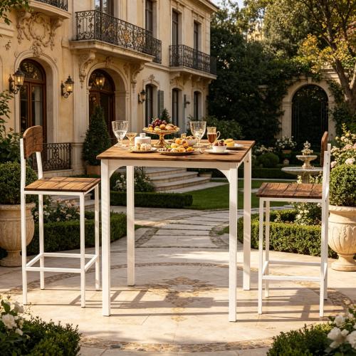 3-Piece Bistro Dining Set with Square Table and 2 Stools for Small Spaces