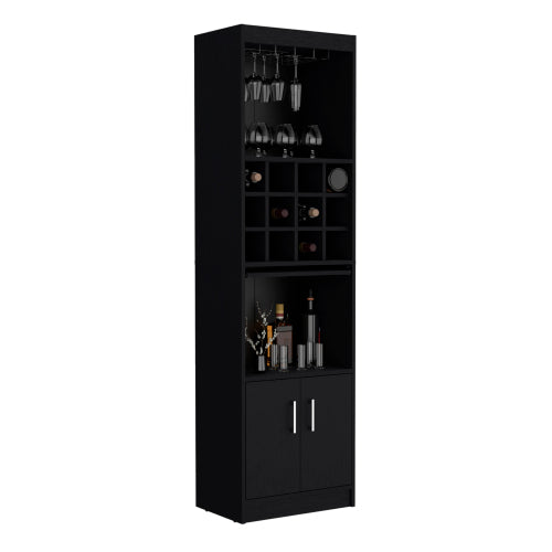 Bar Cabinet 5-Tier, Wine Cabinet, Liquor Cabinet, 12 Bottle Cubbies, 5 Shelves, Black