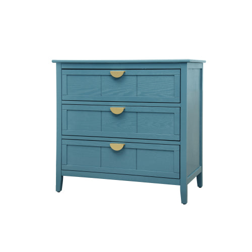 American Style 3-Drawer Storage Cabinet Anti-Tip Design Non-Slip Foot Pad Household Bedroom Study Wooden Chest Cabinet