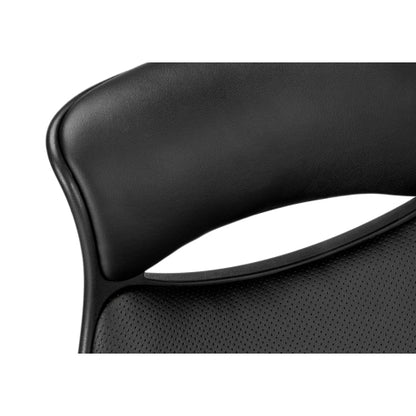 Office Chair, Adjustable Height, Swivel, Ergonomic, Armrests, Computer Desk, Work, Black Leather Look, Black Metal, Contemporary, Modern