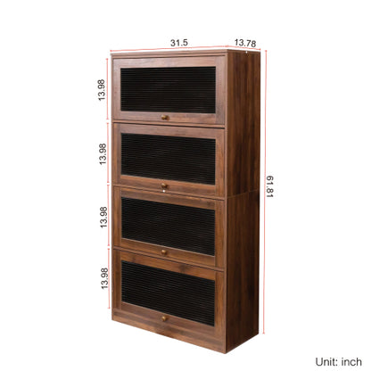 Contemporary Closed Back Glass Door Dustproof Wall Bookcase Cabinet