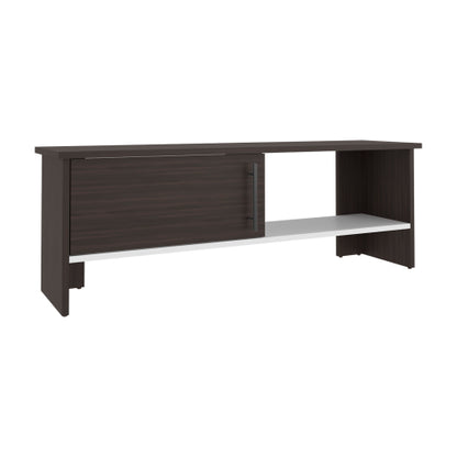 Dark Walnut and White 47 inch TV Stand with Cabinet & Open Shelf