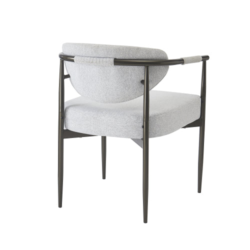 Modern Dining Chairs Set of 2, Upholstered Armchairs with Bronze Iron Frame, Beige Cushion