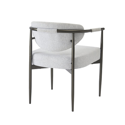 Modern Dining Chairs Set of 2, Upholstered Armchairs with Bronze Iron Frame, Beige Cushion