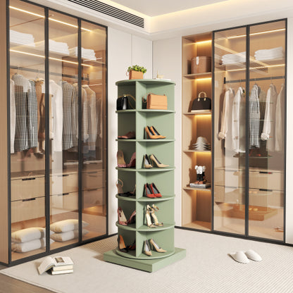 Green 6-Layer 360 Degree Rotating Shoe Cabinet Large Capacity Space Saving Household Shoe Storage Rack