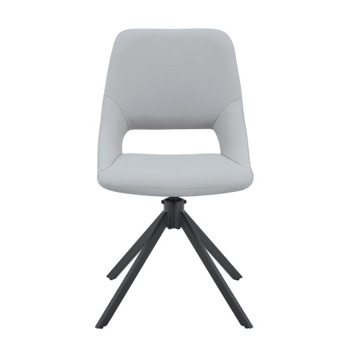 Swivel PU Leather Dining Chairs with Auto-Return, Set of 4, Light Gray