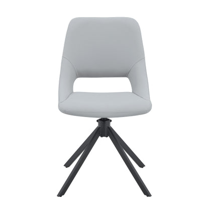 Swivel PU Leather Dining Chairs with Auto-Return, Set of 4, Light Gray