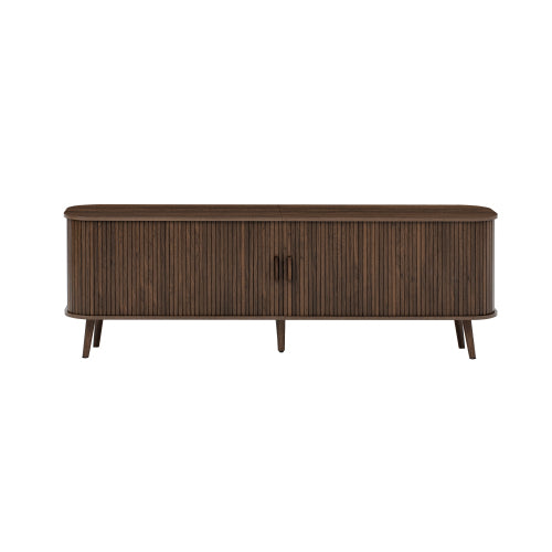 70 inch Modern TV Stand for TVs Up to 80 inch, Wood Grain Media Console with Solid Wood Legs