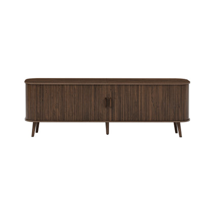 70 inch Modern TV Stand for TVs Up to 80 inch, Wood Grain Media Console with Solid Wood Legs