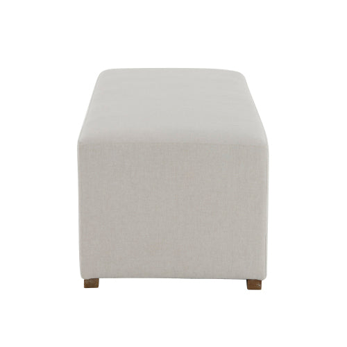 White Nordic Long Ottoman Bench, Breathable Skin-Friendly Fabric Shoe Stool, Holds 2-3 People for Bedroom Entryway
