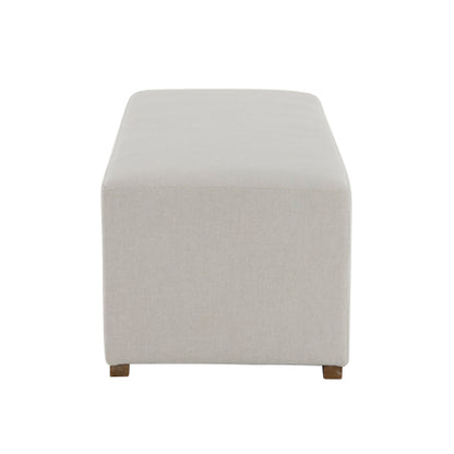 White Nordic Long Ottoman Bench, Breathable Skin-Friendly Fabric Shoe Stool, Holds 2-3 People for Bedroom Entryway
