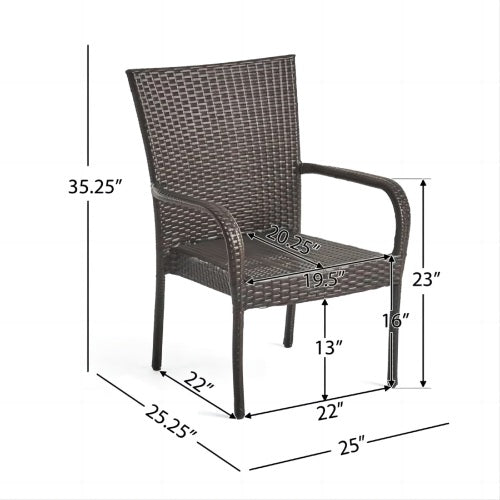 LITTLETON PE Wicker Stacking Chair 2PCS Outdoor Dining Chair Set Transitional Style