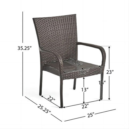 LITTLETON PE Wicker Stacking Chair 2PCS Outdoor Dining Chair Set Transitional Style