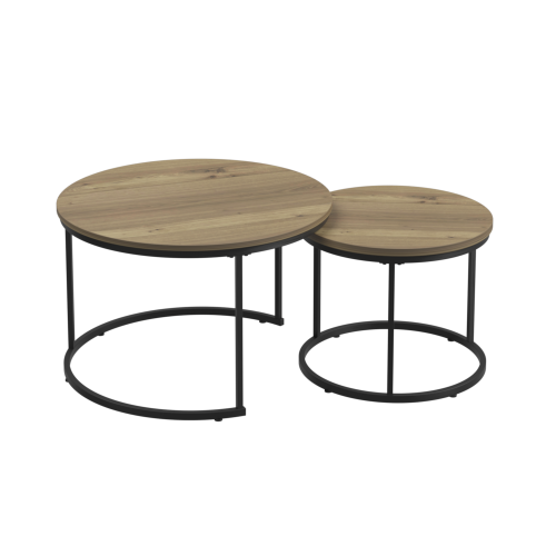 27.6inch  Nesting Coffee Table Set of 2 MDF Marble Top Metal Frame Side Tables
