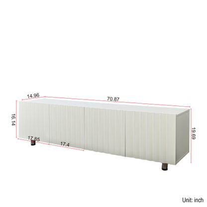 White Modern Particle Board TV Stand 2 Drawer Metal Leg Media Console Cabinet For 65 inch+ TV