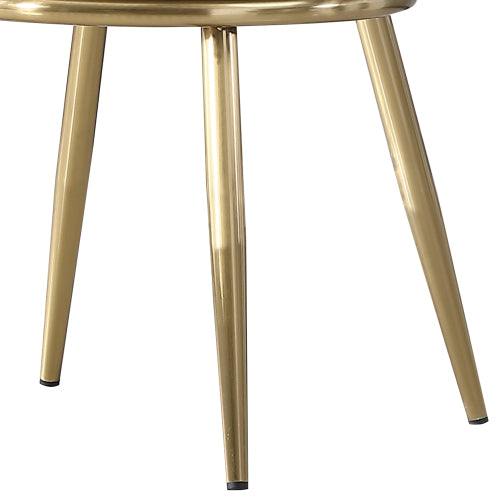 Set of 2 Beige PU Leather Dining Chairs, Gold Rust-Proof Stainless Steel Frame 330lbs Max Load