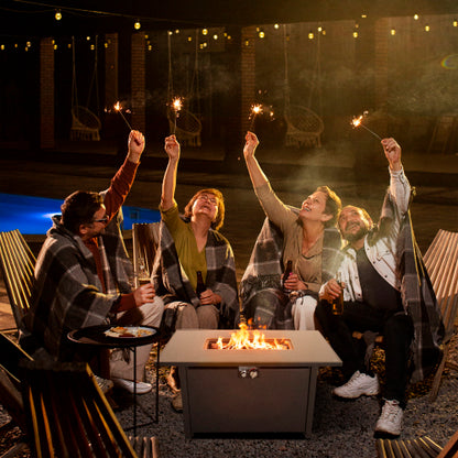 25 H x 42 W Steel Outdoor Fire Pit Table with Lid