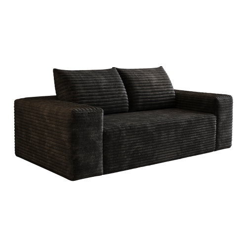 63 inch  Black Corduroy Loveseat 2-Seater Deep-Seat Sofa, No Assembly